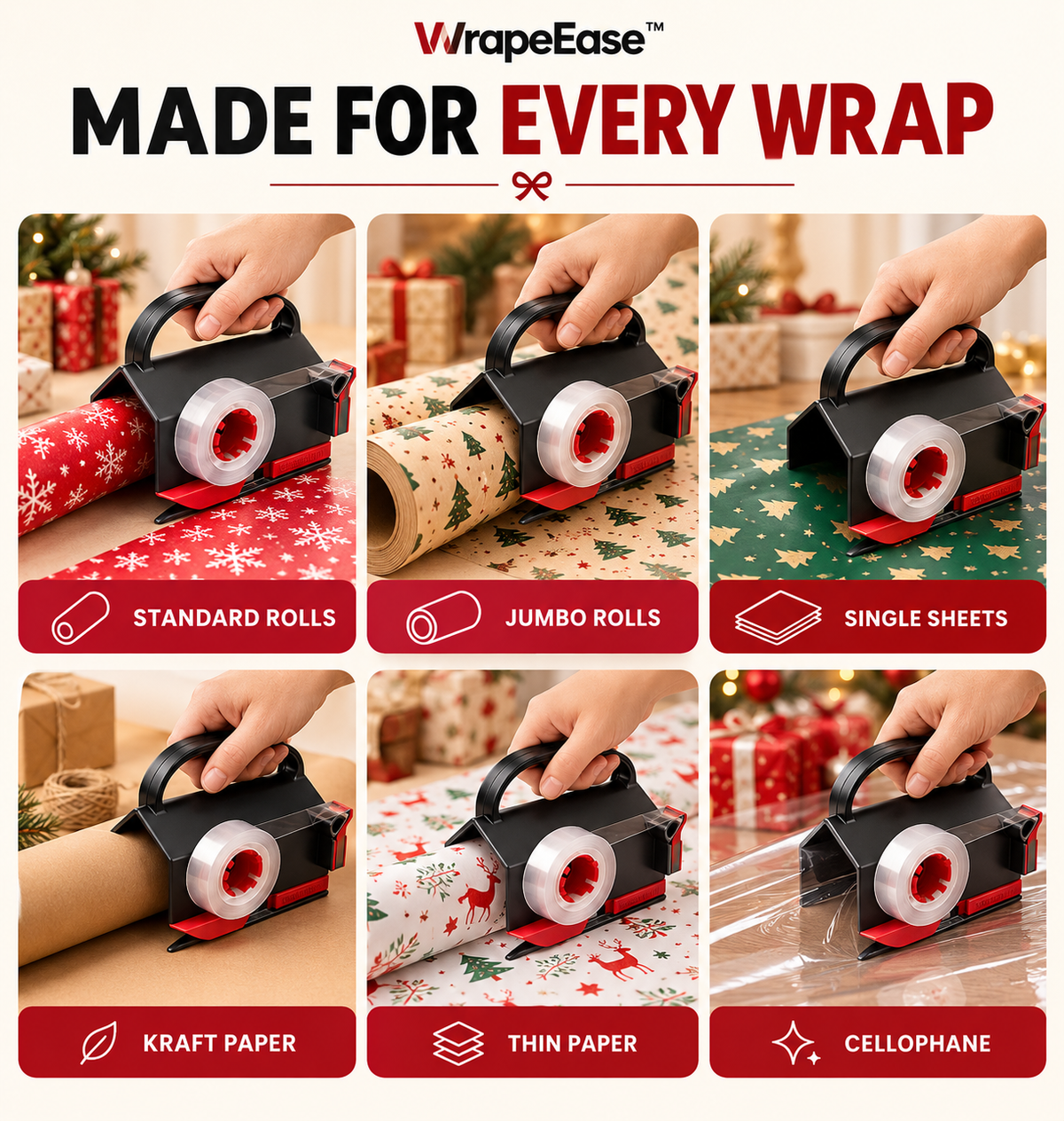2-in-1 Gift Wrap Cutter & Tape Dispenser