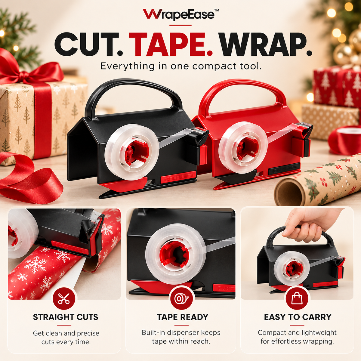 2-in-1 Gift Wrap Cutter & Tape Dispenser